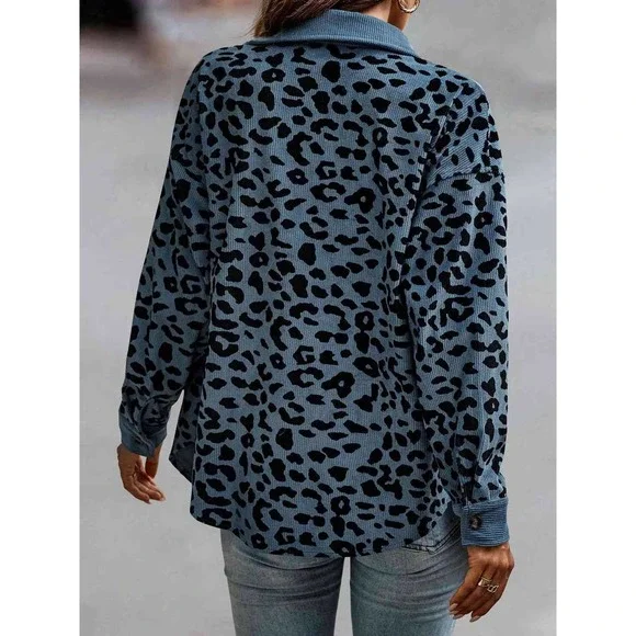 Leopard Button Down Shacket Jacket - Picture 5 of 11